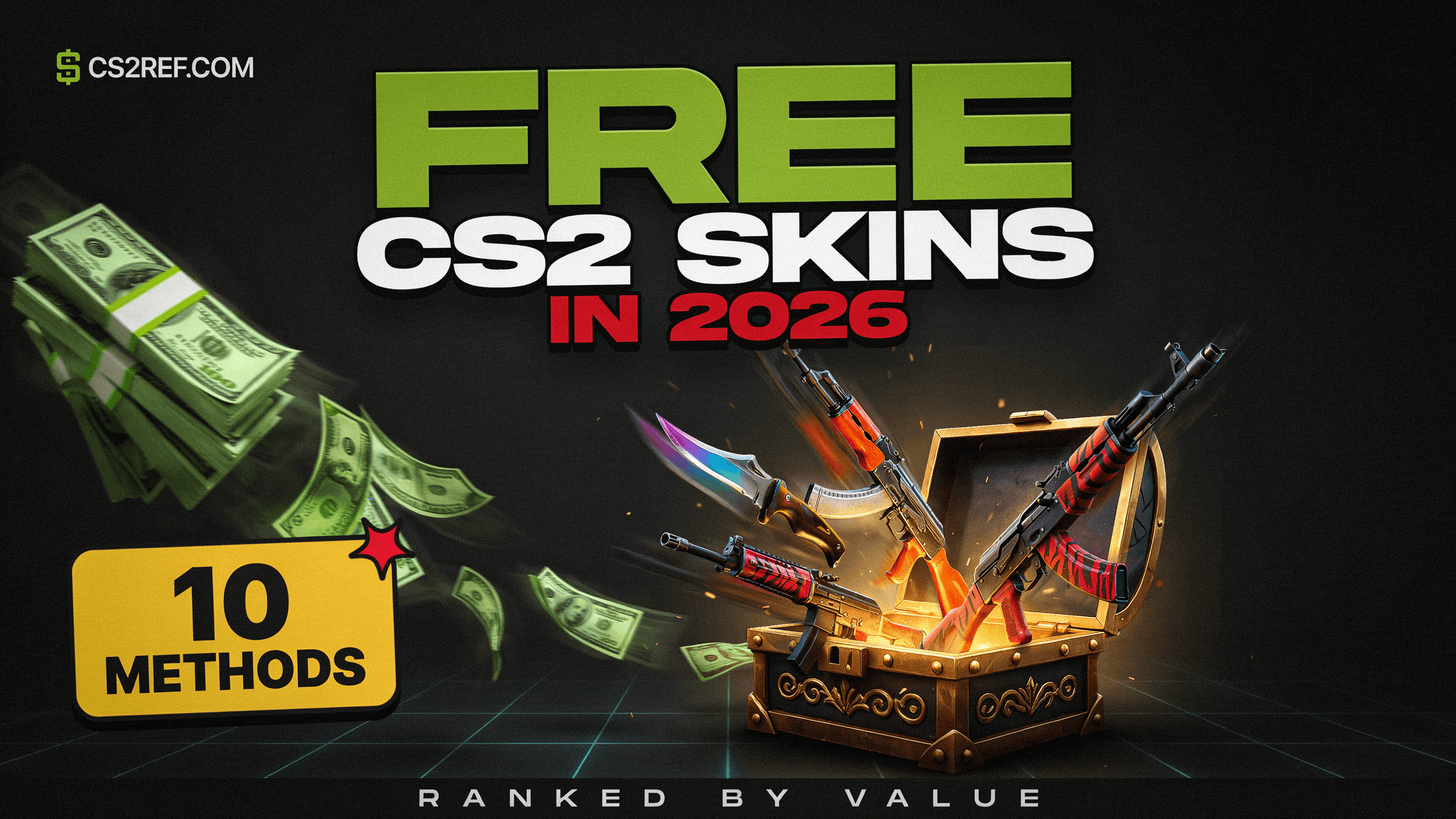 Kaip gauti nemokamų CS2 skinų 2026 m. — 10 patikrintų būdų pagal vertę