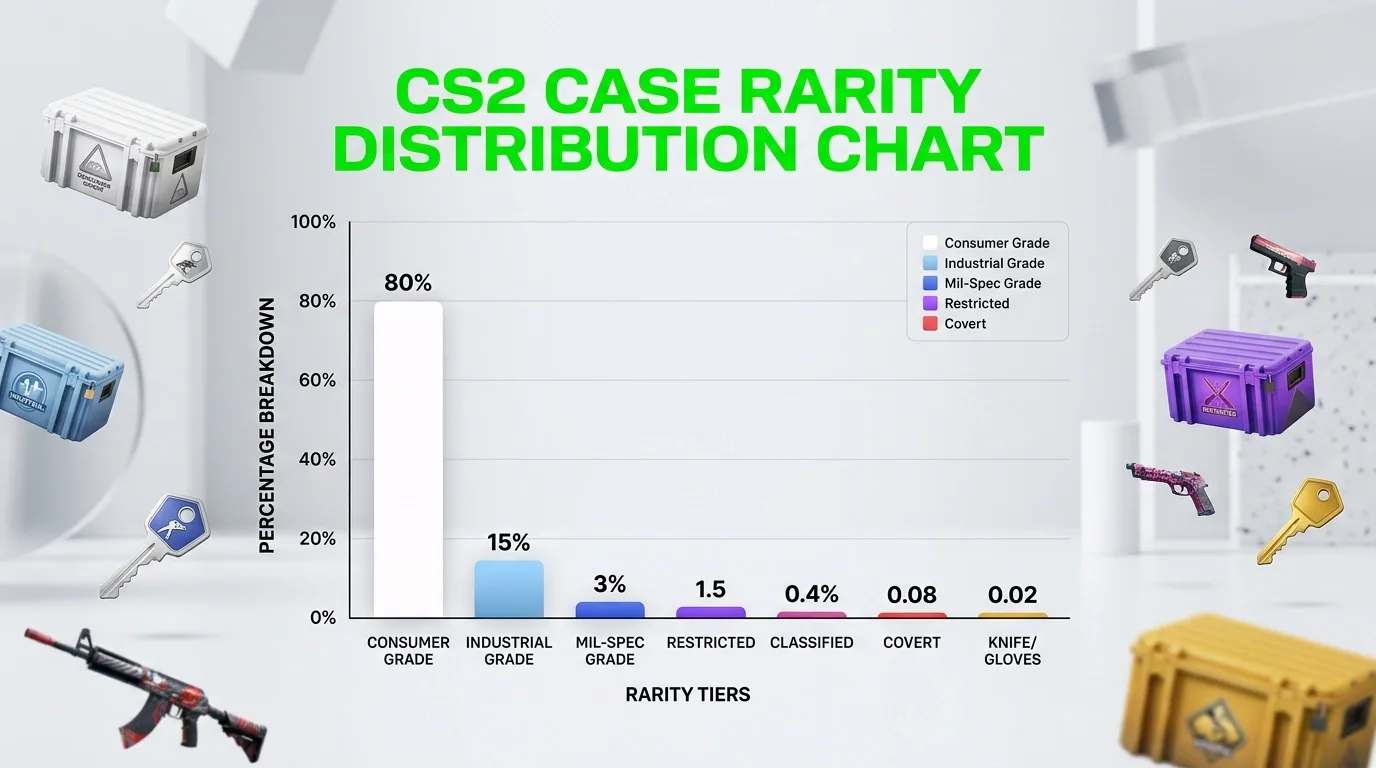 CS2 case rarity distribution chart showing percentage breakdown