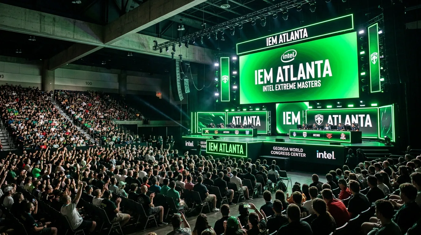 Intel Extreme Masters Atlanta venue at Georgia World Congress Center with crowd and main stage