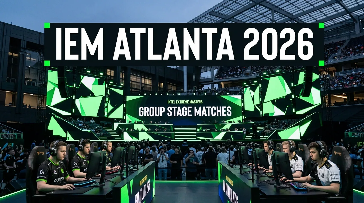 IEM Atlanta 2026 main stage with teams competing in group stage matches